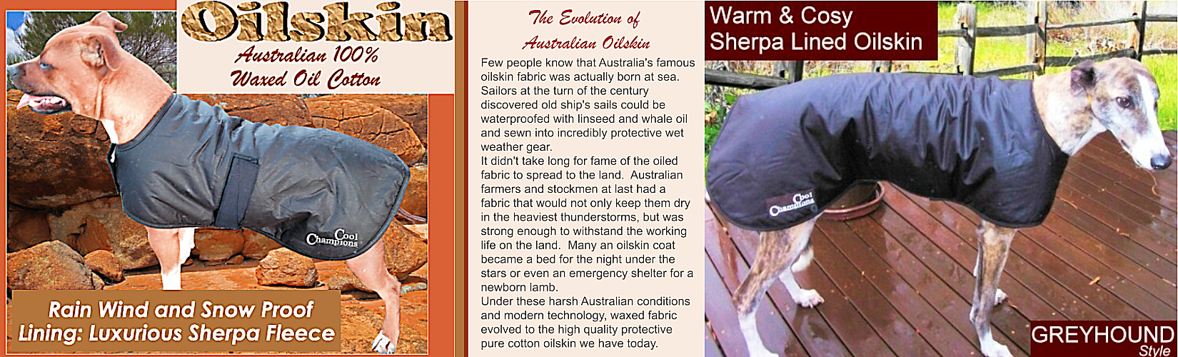 CoolChampions Cooling Pet Products Oilskin Dog Jackets Sherpa Lined